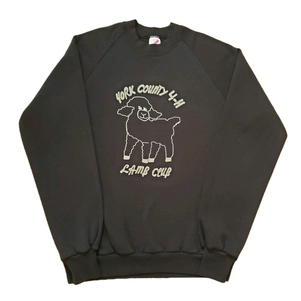Vintage 80s York County Lamb Club Sz Large USA Made Mens Black Sweatshirt 4H